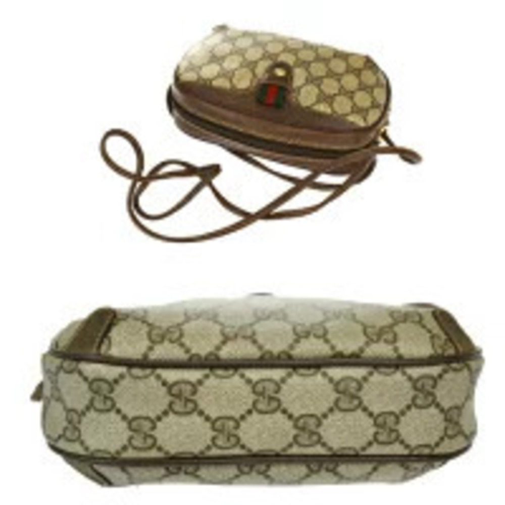 Gucci Sherry Shoulder Bag GG Interlocking Brown Green Red Leather - Picture 5 of 7